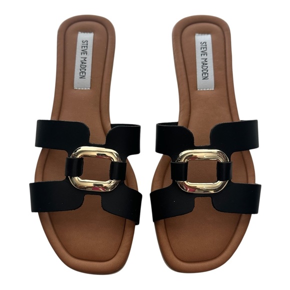 Steve Madden Composure Slide Sandal in Black Leather. Sz: 10 - Picture 3 of 7